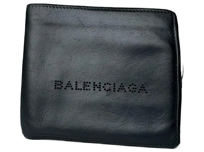 Portafoglio in pelle pieghevole vintage Balenciaga nero