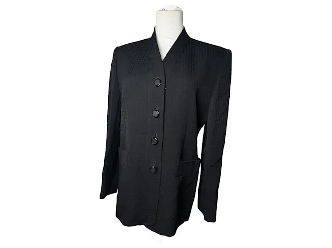 Blazer in lana vintage Givenchy / Trench coat corto M/L nero