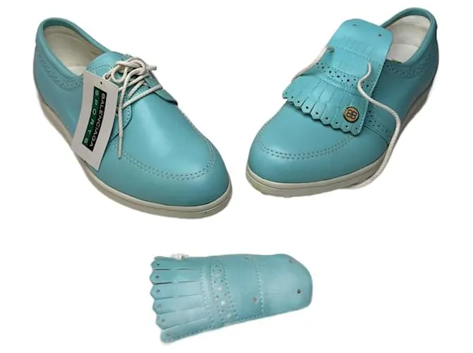 Sneaker in pelle vintage Balenciaga Turchese Bianco Nuovo EU37 Beige