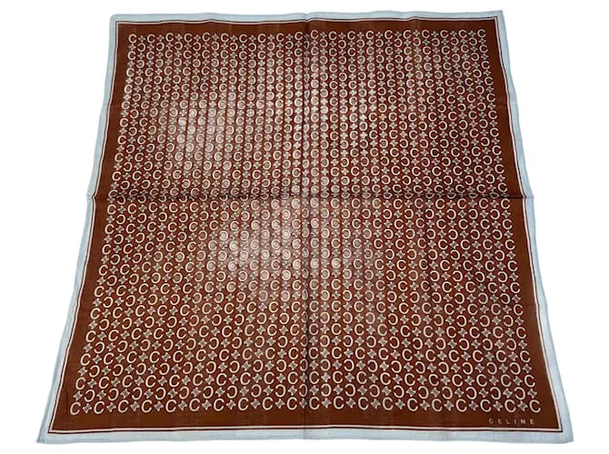 Céline Sciarpa vintage Celine Macadam Monogram marrone turchese