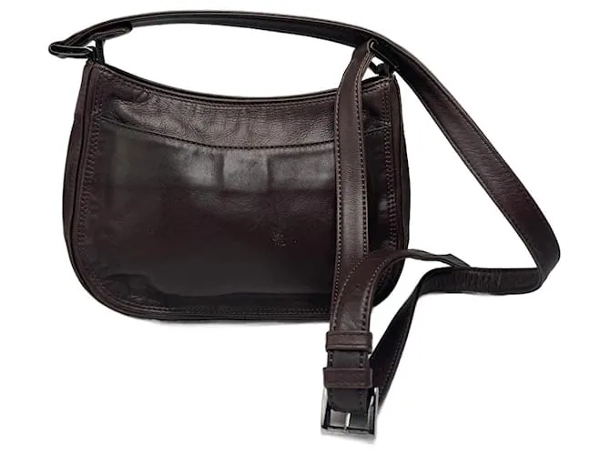 Borsa in pelle vintage Issey Miyake marrone Porpora