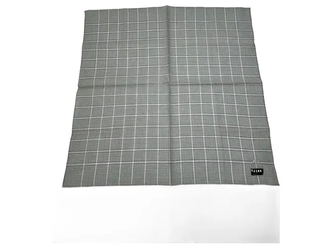 Céline Sciarpa a quadri vintage Celine grigio bianco Verde