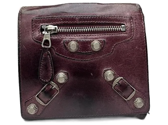 Portafoglio in pelle vintage Balenciaga city viola Porpora