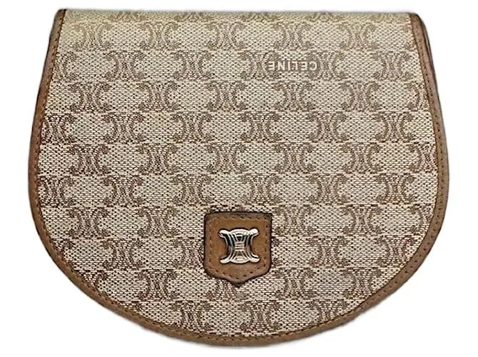 Céline Portafoglio in pelle Celine Triomphe vintage beige marrone