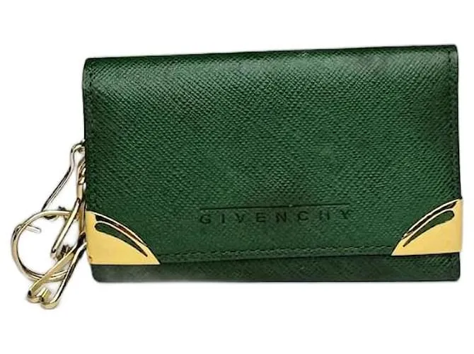 Portachiavi in pelle vintage Givenchy verde