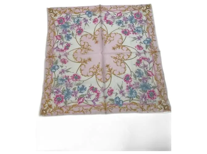 Céline Sciarpa vintage Celine floreale Rosa