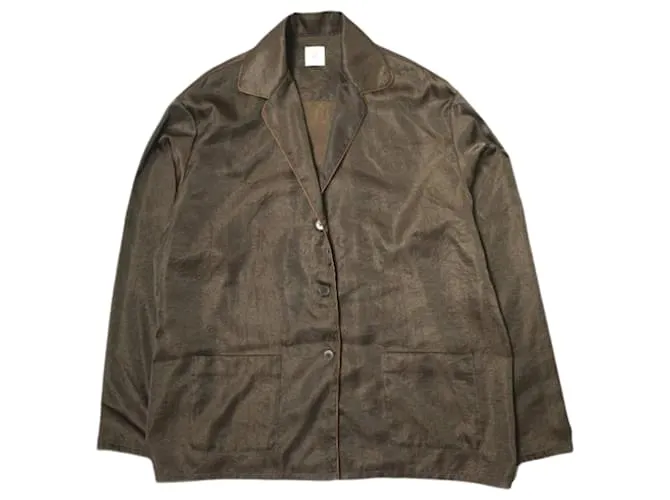 Autre Marque 6 ROKU BEAUTY&YOUTH UNITED ARROWS CAMICIA IN SATIN CON PIPING Marrone