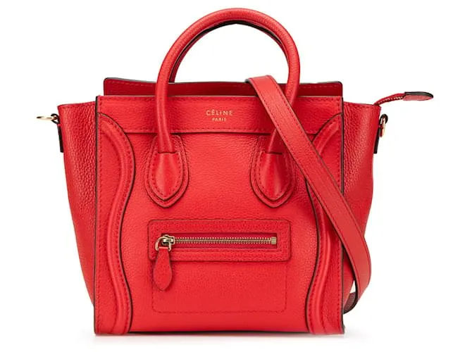 Luggage Céline Celine Rosso Nano Pelle Borsa da Viaggio