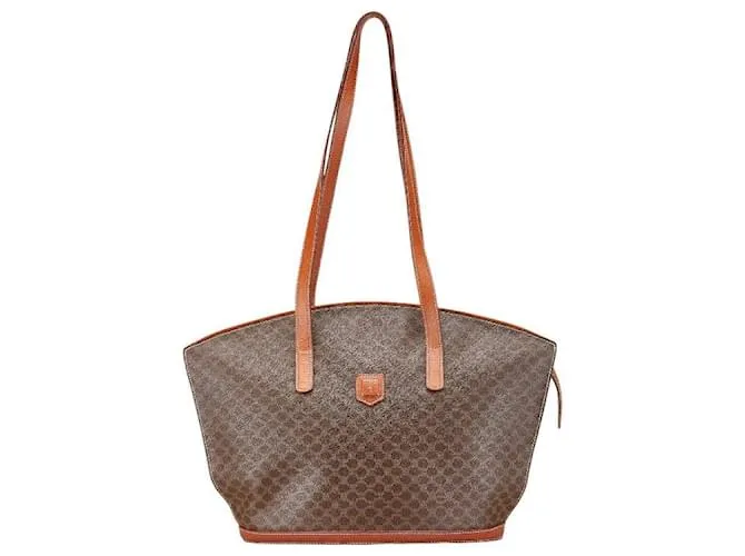 Céline Borsa a spalla in pelle PVC Celine Macadam Marrone Bronzo