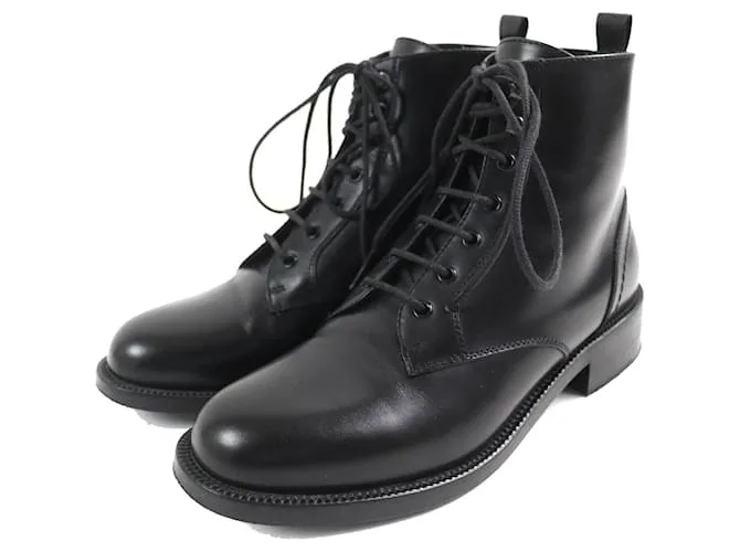 Yves Saint Laurent Stivaletti in pelle con lacci Saint Laurent Nero Rosso