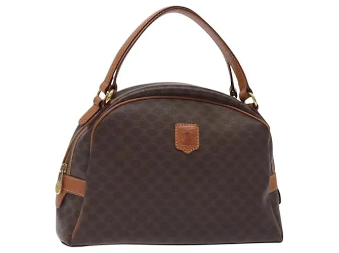 Céline Borsa a mano in tela Macadam CELINE in pelle PVC marrone oro Auth ki5783 D'oro