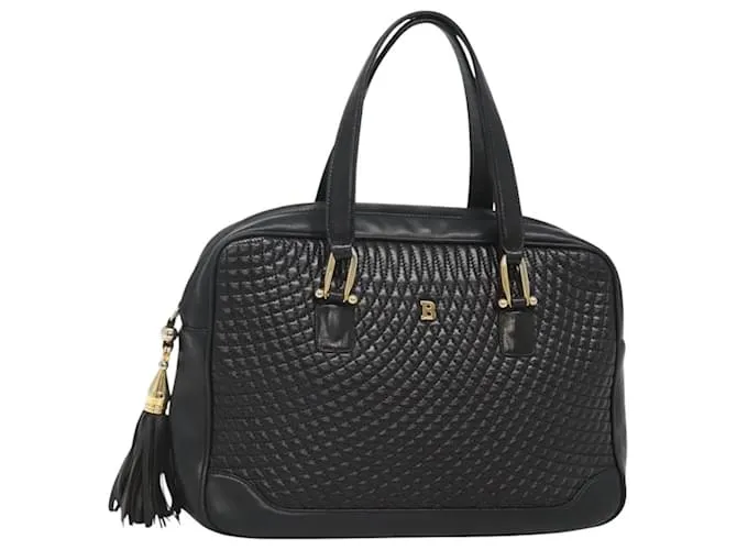 BALLY Borsa a mano in pelle nera e oro Auth 125714 Nero D'oro
