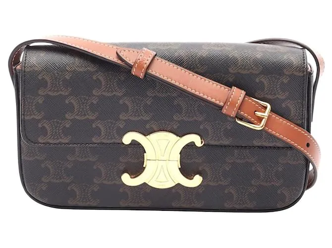 Céline Borsa a spalla Celine Claude Triomphe in pelle PVC Marrone