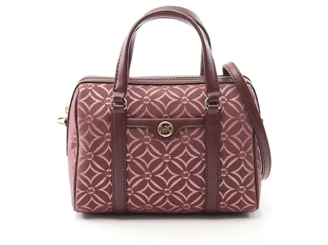 Borsa 2 in 1 in tela jacquard metallica con logo Michael Kors Marrone