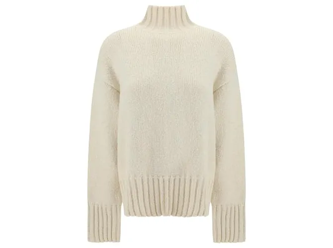 Maglione in lana e seta Jil Sander Bianco Crudo