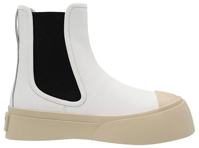 Stivali in pelle Marni Pablo Bianco