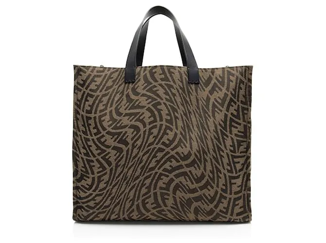 Zucca Fendi x Sara Coleman FF Vertigo Borsa Shopping in Tela Nero