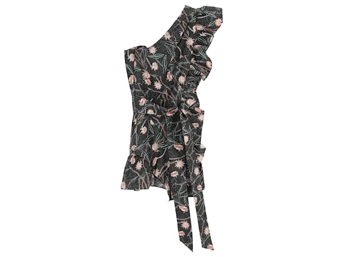 Abito Mini Lavern a Spalla Unica in Cotone con Stampa Floreale di Isabel Marant