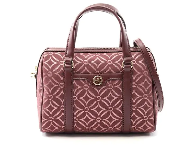 Borsa a tracolla in jacquard metallico con logo Michael Kors Marrone