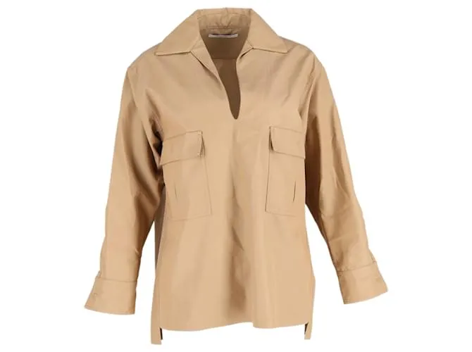 Camicia oversize Max Mara con tasche in cotone marrone Rosso