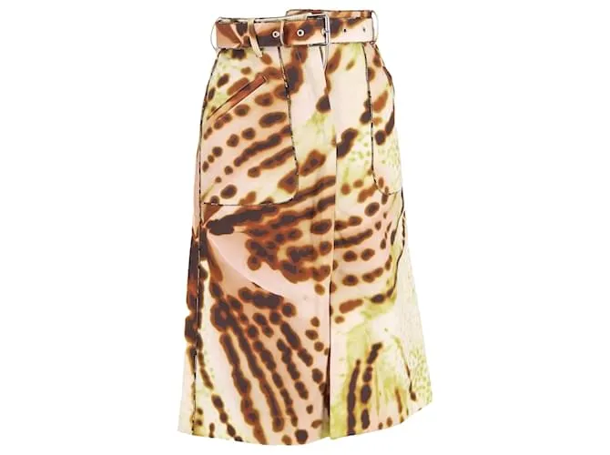 Gonna midi con cintura Sheraz in cotone multicolore di Dries Van Noten Stampa python