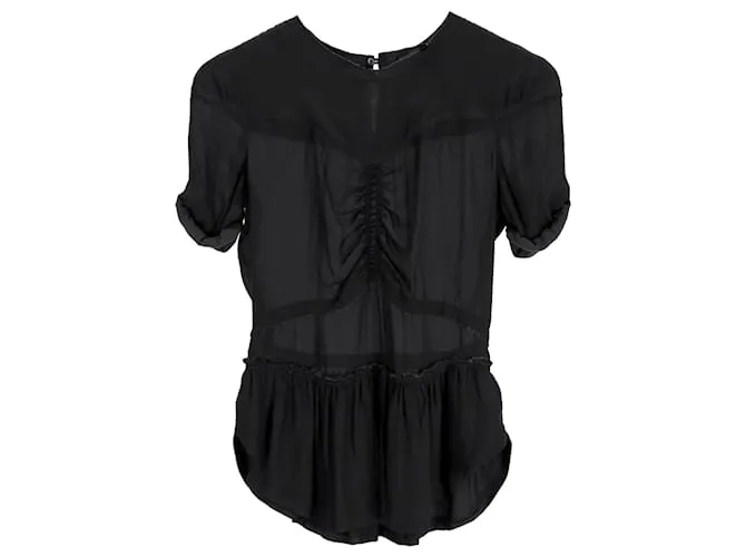 Blusa arricciata Isabel Marant in seta nera Nero