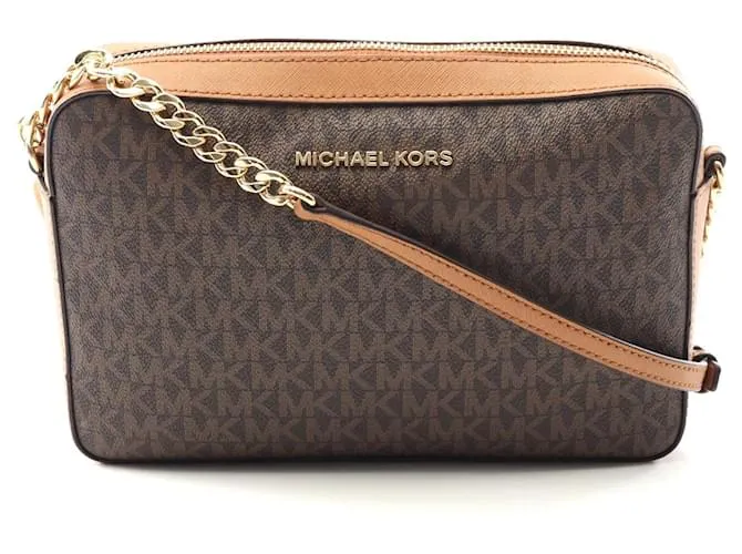 Borsa a Spalla in Pelle Jet Set di Michael Kors Marrone