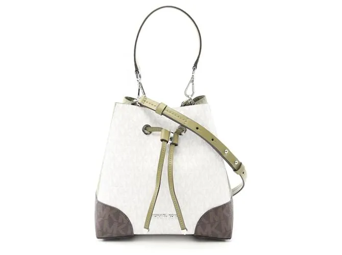 Borsa a spalla in tela rivestita in PVC in pelle Michael Kors 30S0SZ5L1V Bianco