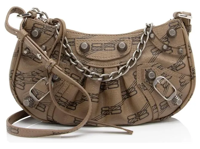 Balenciaga BB Monogram Canvas Le Cagole Mini Crossbody Nero