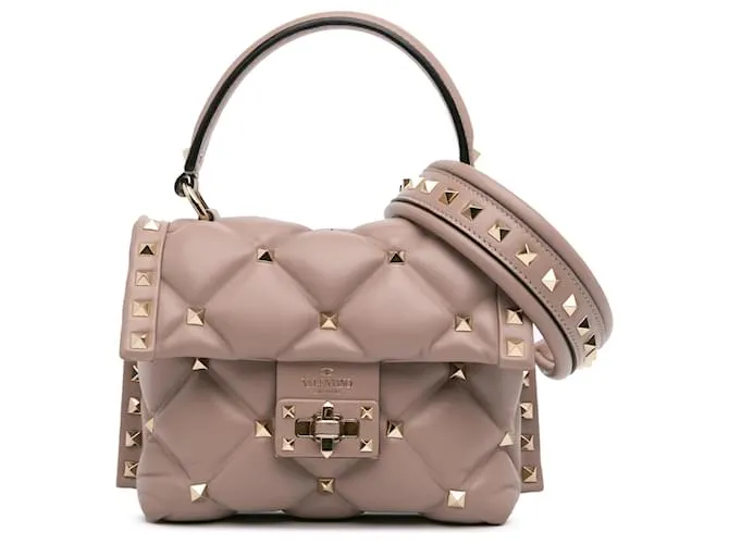 Borsa a Mano Valentino Brown Mini Nappa Candystud Marrone Carne