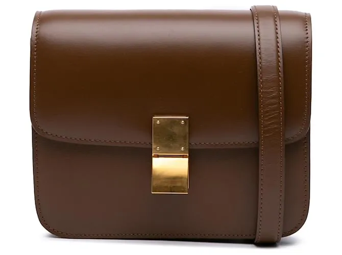 Classic Box Céline Celine Marrone Medio Pelle di Vitello Classica Box