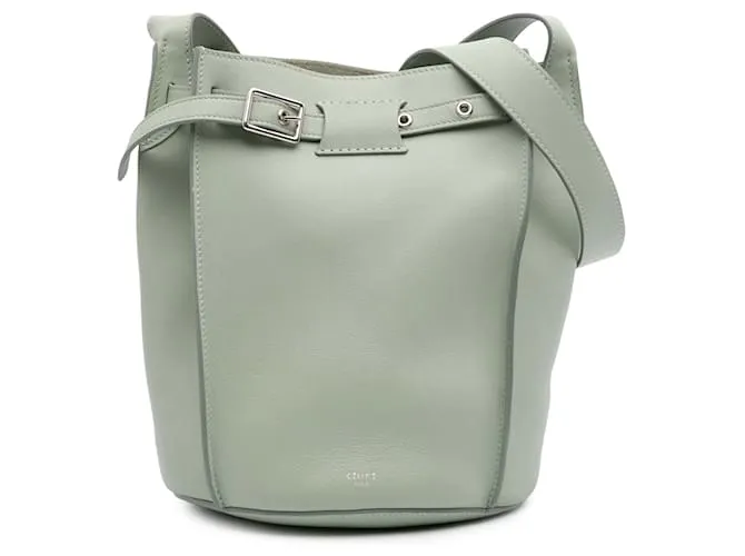 Big Bag Céline Borsa a secchiello incrociata in pelle verde Celine Verde chiaro