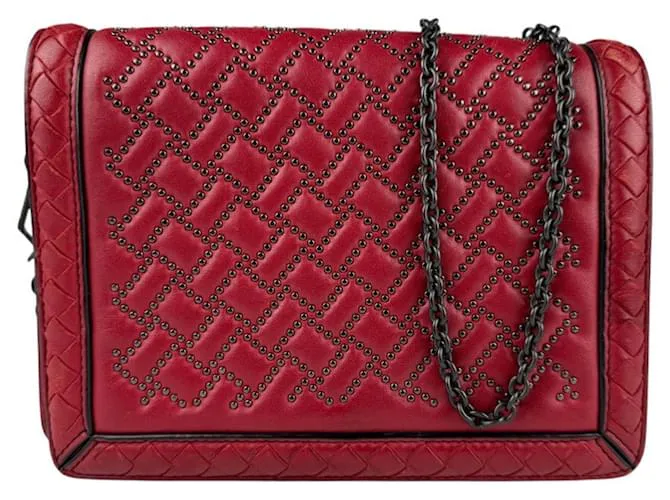 Borsa a spalla in pelle rossa Bottega Veneta Rosso