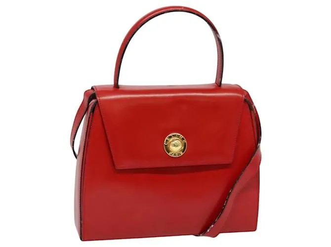 Céline Borsa a mano CELINE in pelle 2 vie rossa oro Auth BA3417 Rosso D'oro