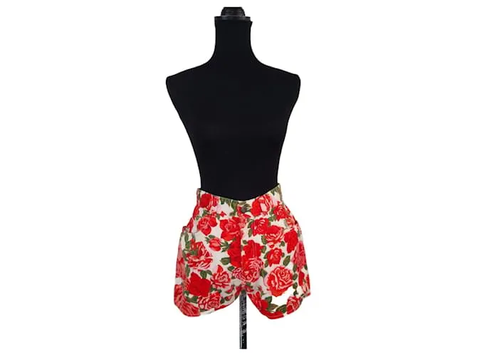 Moschino Jeans vintage 80s shorts con rose Rosso Multicolore
