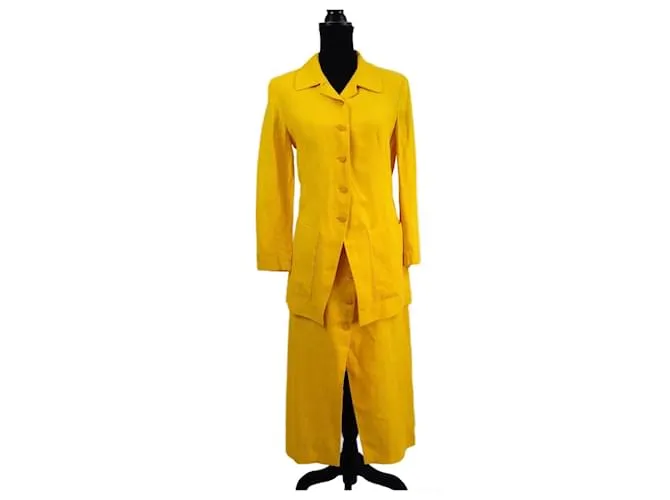 Kenzo Paris completo giallo in lino vintage 1990s