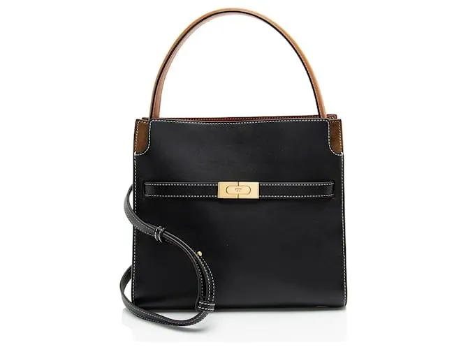 Tory Burch Lee Radziwill Piccola Borsa Doppia in Pelle Nero