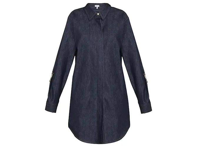 Abito camicia in denim Loewe con catena Blu