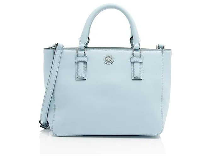 Borsa Tote in pelle Robinson Mico con doppia zip di Tory Burch Blu