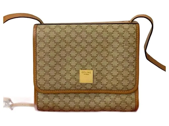 Céline Borsa a spalla in pelle PVC Celine Macadam Blazon Marrone