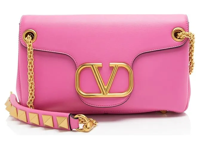 Valentino Garavani Borsa a Spalla Valentino Nappa VLogo Stud Sign Rosa