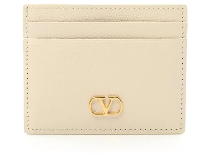 Accessorio porta carte in pelle con logo V di Valentino Garavani Bianco