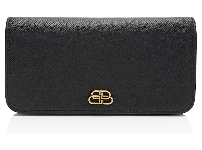 Portafoglio in pelle di vitello grana BB Thin di Balenciaga Nero