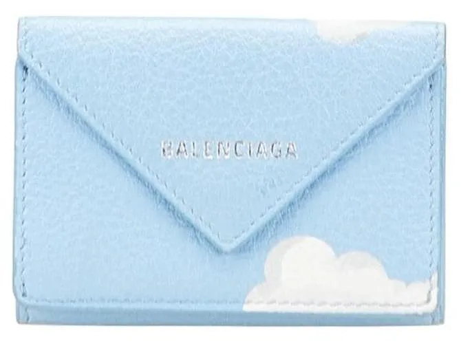 Portafoglio in pelle mini Papier Balenciaga Blu