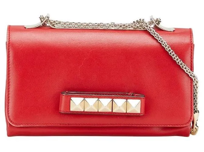 Valentino Garavani Borsa a spalla in pelle con borchie Valentino Rosso