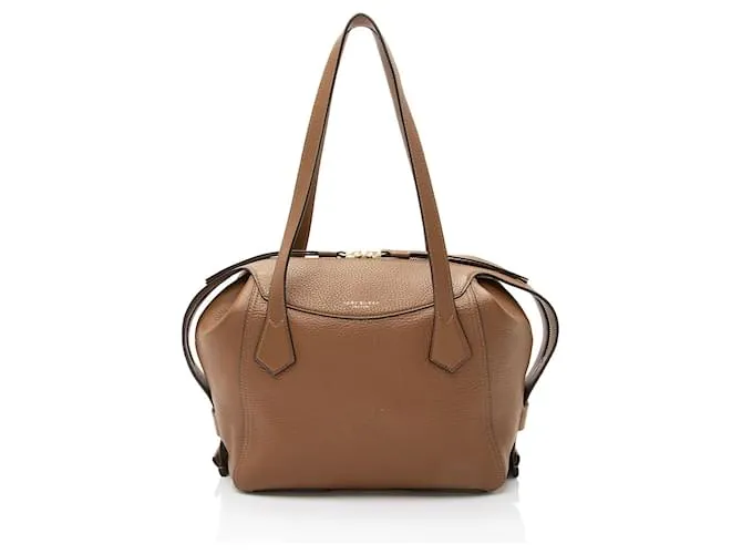 Borsa media in pelle Perry di Tory Burch Marrone