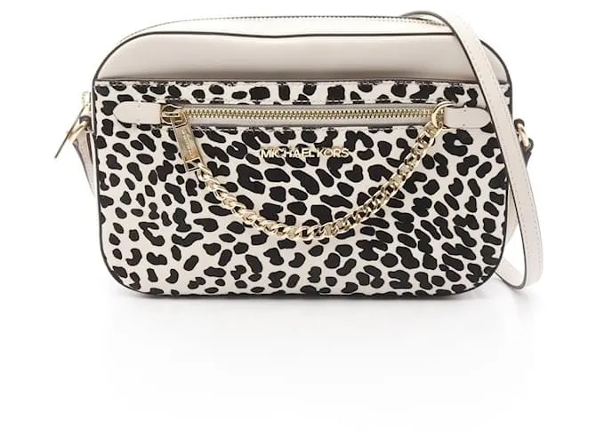 Borsa a tracolla grande in pelle Michael Kors Jet Set Bianco