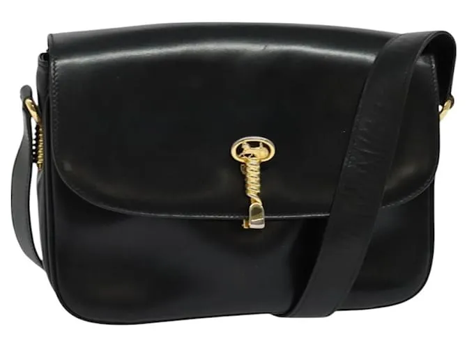 Céline Borsa a spalla CELINE in pelle nera e oro Auth bs26610 Nero D'oro