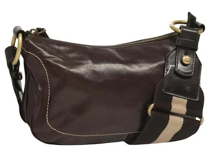 Borsa a spalla BALLY in pelle marrone Auth bs26847