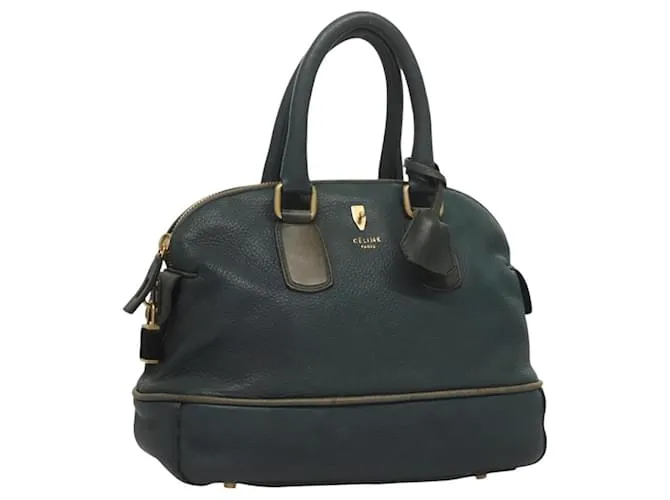 Céline Borsa a mano Bowling in pelle blu navy e oro Auth bs26611 D'oro